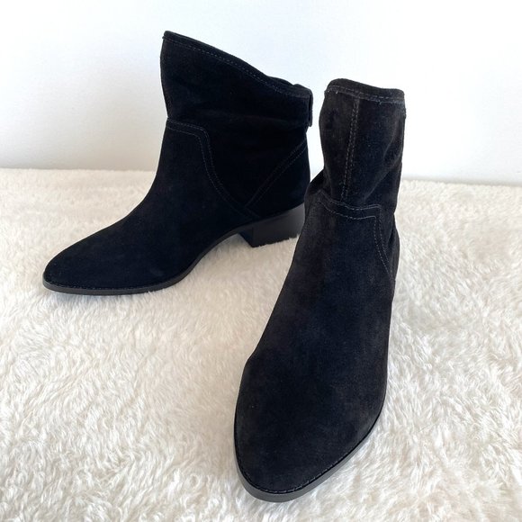 Lucky Brand Lollin Women's Pull-on Ankle Boots, Black Oiled Suede, Size 8.5 M - Picture 1 of 9